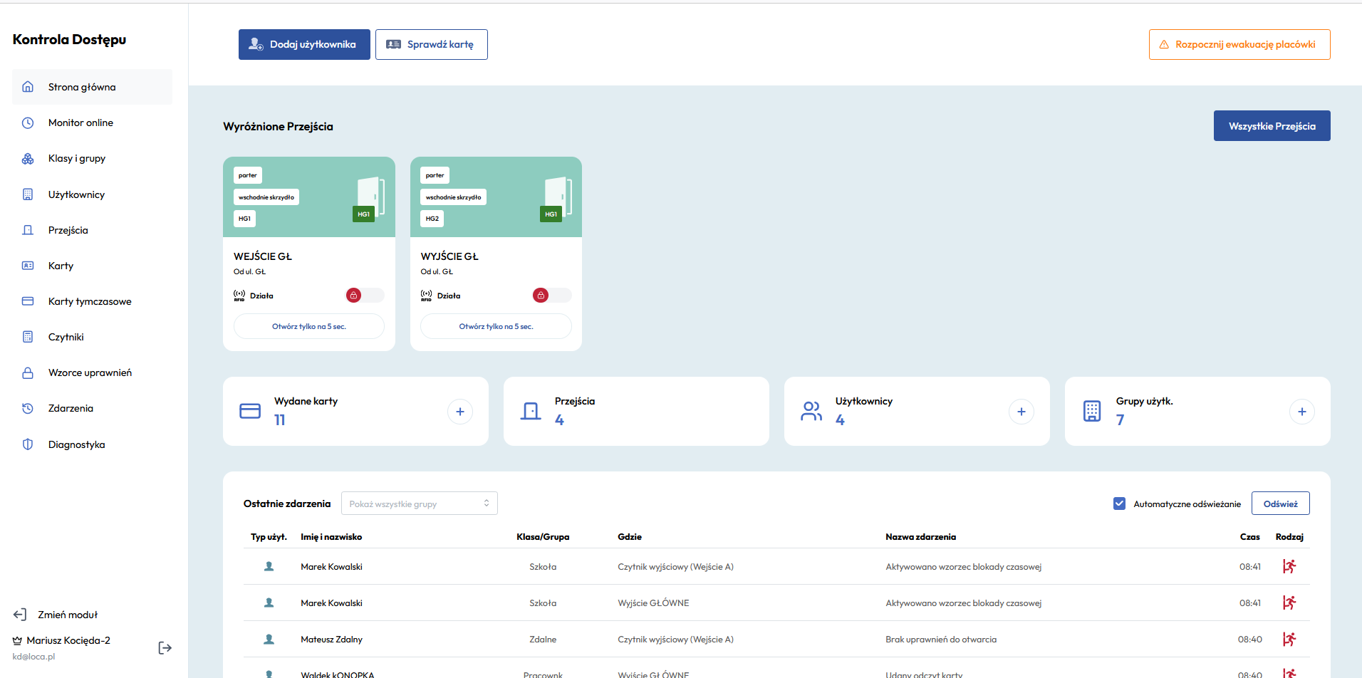 System kontroli dostępu dla szkół eduLOCA – wejście na kartę do szkoły, czytniki na karty zbliżeniowe